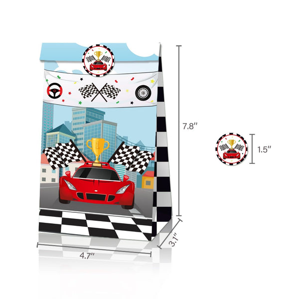 12PCS Racing Car Paper Lolly Gift Bag & 18pcs Stickers Party Supplies