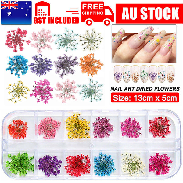 1-5X 3D Nail Art Dried Flowers Mixed Color Floral Pedal DIY Manicure Decal Decor