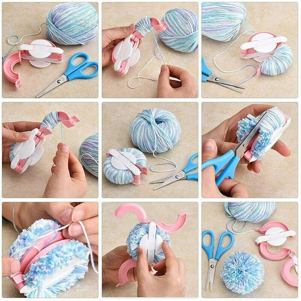 4 Sizes Knitting Loom DIY Pompom Maker Wool Tool Ball Weaver Needle Craft GD AU