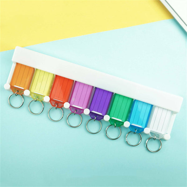 8X Key Tags With Holder Rack Keys Rings Hook Storage Label Wall Mount Organiser