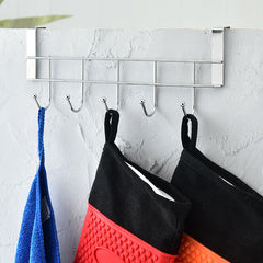 2PCS 5 Hooks Over Door Hanger Rack Shelf Kitchen Bathroom Coat Home Towel Holder
