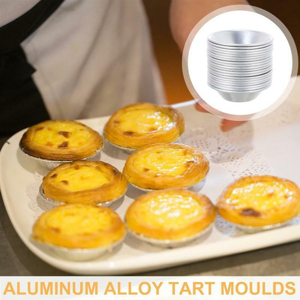 Up30x Egg Tart Mould Cake Tins Set Cups Circular Pie Mold Plate Baking Non-Stick