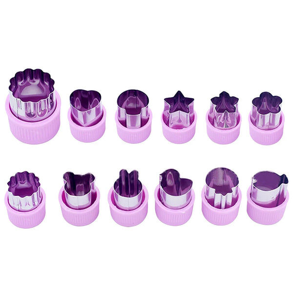 12Pcs Mini Fruit Vegetable Mold Cookie Shape Cutter Stainless Steel Mould Food