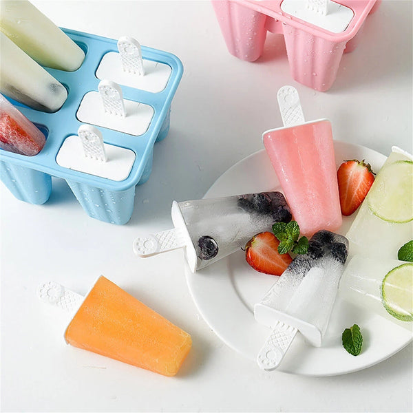 Silicone Ice Cream Mould Block 6 Cavity Frozen Molds Icy Pole Jelly Ice Lolly AU