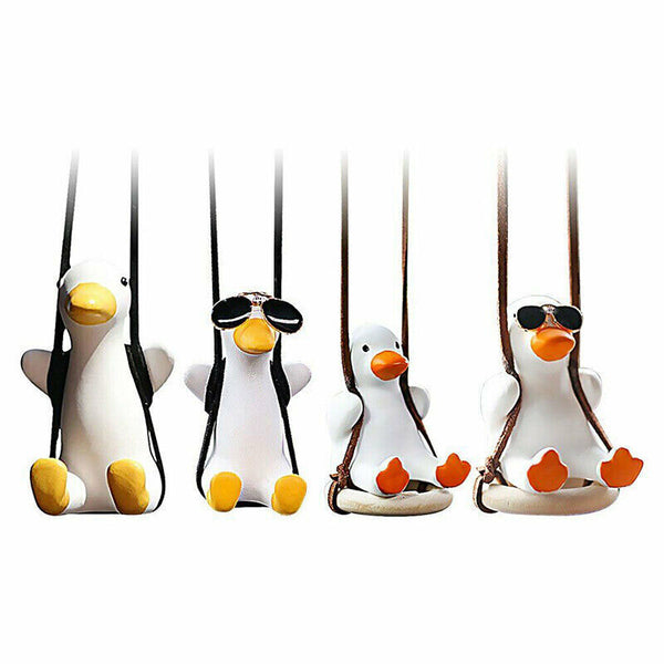 Car Pendant Cute Anime Little Duck Swing Auto Rearview Mirror Hanging Ornament