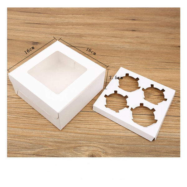 4 Holes Cupcake Boxes Clear Window Cupcake Display Boxes Muffin Cups - Lets Party