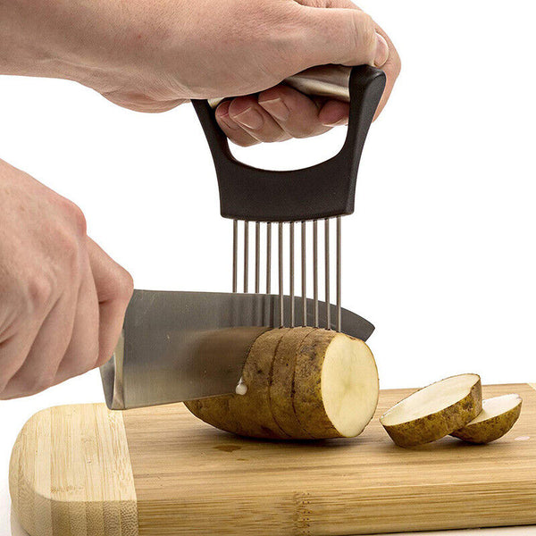Food Slice Assistant Onion Slicer Cutter Fish Meat Potato Vegetable Holder AU