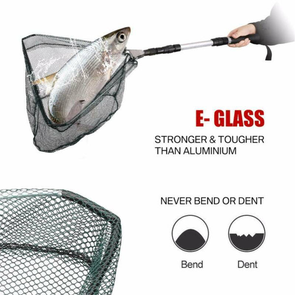 Telescopic Folding Aluminum Handle Fishing Landing Net 3 Section Extending Pole