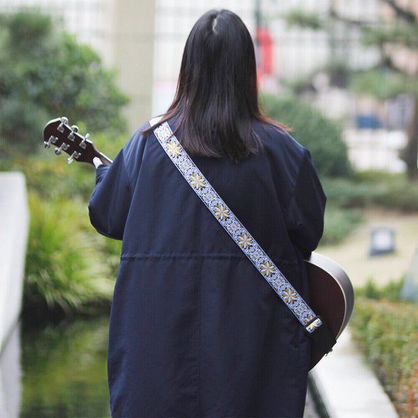 Adjustable Guitar Strap Embroidery Thickening Electric Acoustic Guitar Bass Belt