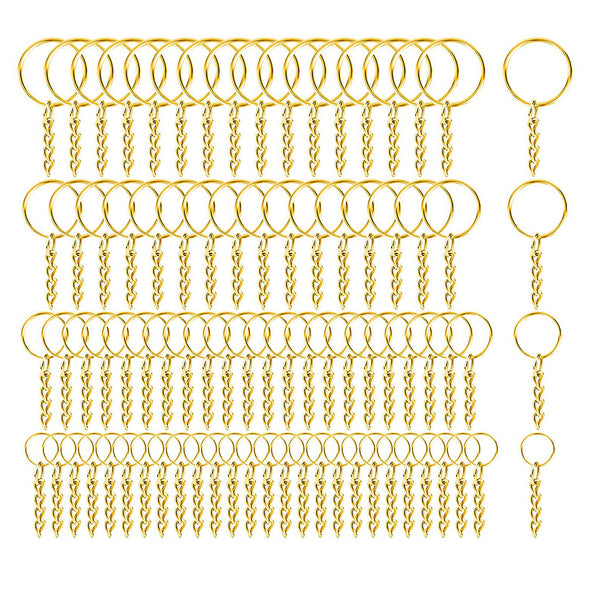 Bulk Split Metal Key Rings Keyring Blanks With Link Chains For DIY Craft