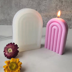 Rainbow U Candle Silicone Mold Striped Making Scented Simple Crafts Moulds DIY