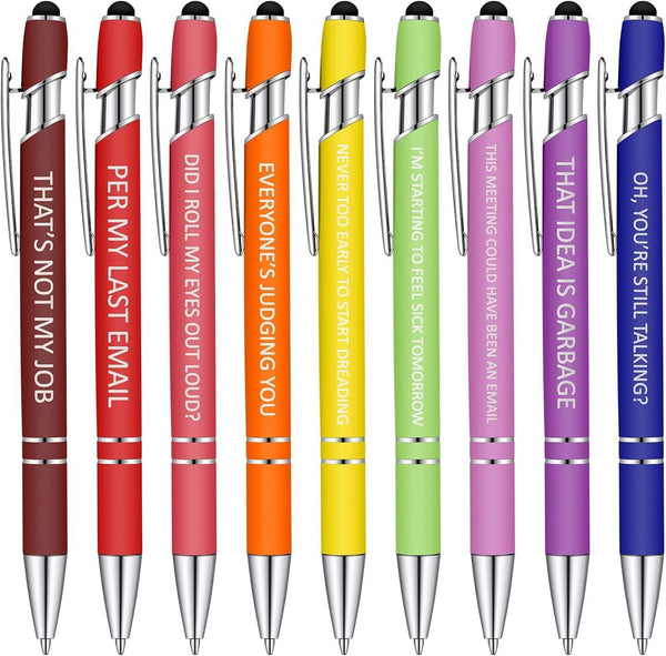 10Pcs Funny Ballpoint Pens Office Inspirational Quotes Touch Screen Stylus Pens