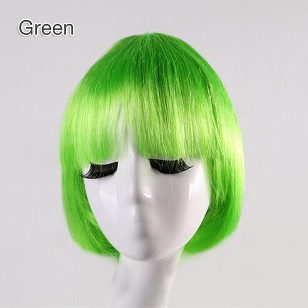 Womens Short Straight BOB Sleek Hair with bang Synthetic Cosplay Wig Wigs Party