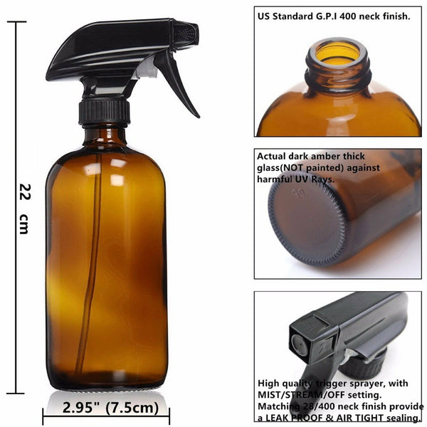 Amber Round Essential Oils Glass Spray Bottles Refillable Aromatherapy Container