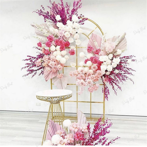 2m Glossy Gold Arch Backdrop Flower Stand Frame Wall Wedding Party Props Event A