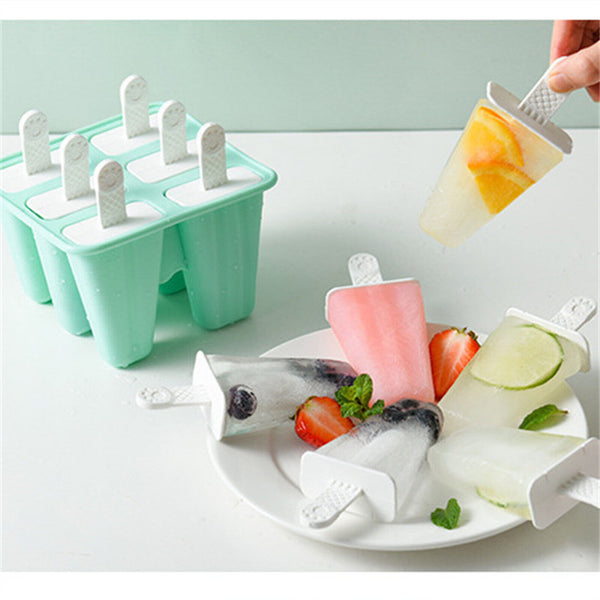 Silicone Ice Cream Mould Block 6 Cavity Frozen Molds Icy Pole Jelly Ice Lolly AU