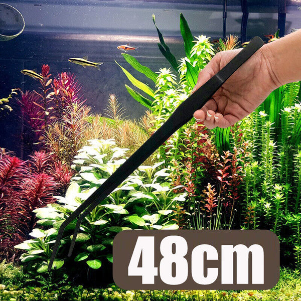 48CM Aquarium Fish Tank Stainless Tweezers Curve Straight Extra Long Tongs Plant