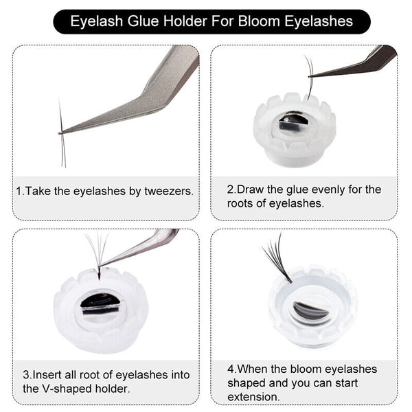 200pcs Eyelashes Glue Holder Lashes Blossom Cup Eyelash Extension Adhesive Stand