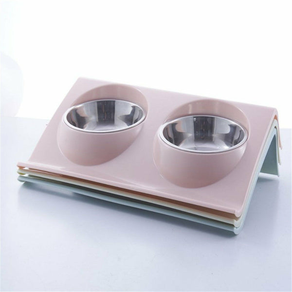 Stainless Steel Double Pet Bowl Twin Dog Food Feeder Station Dish Water Cat AU