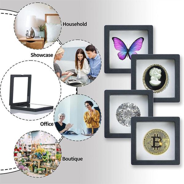 Floating Jewelry Coin Display Frame Holder Box Case Jewelry Ring Box