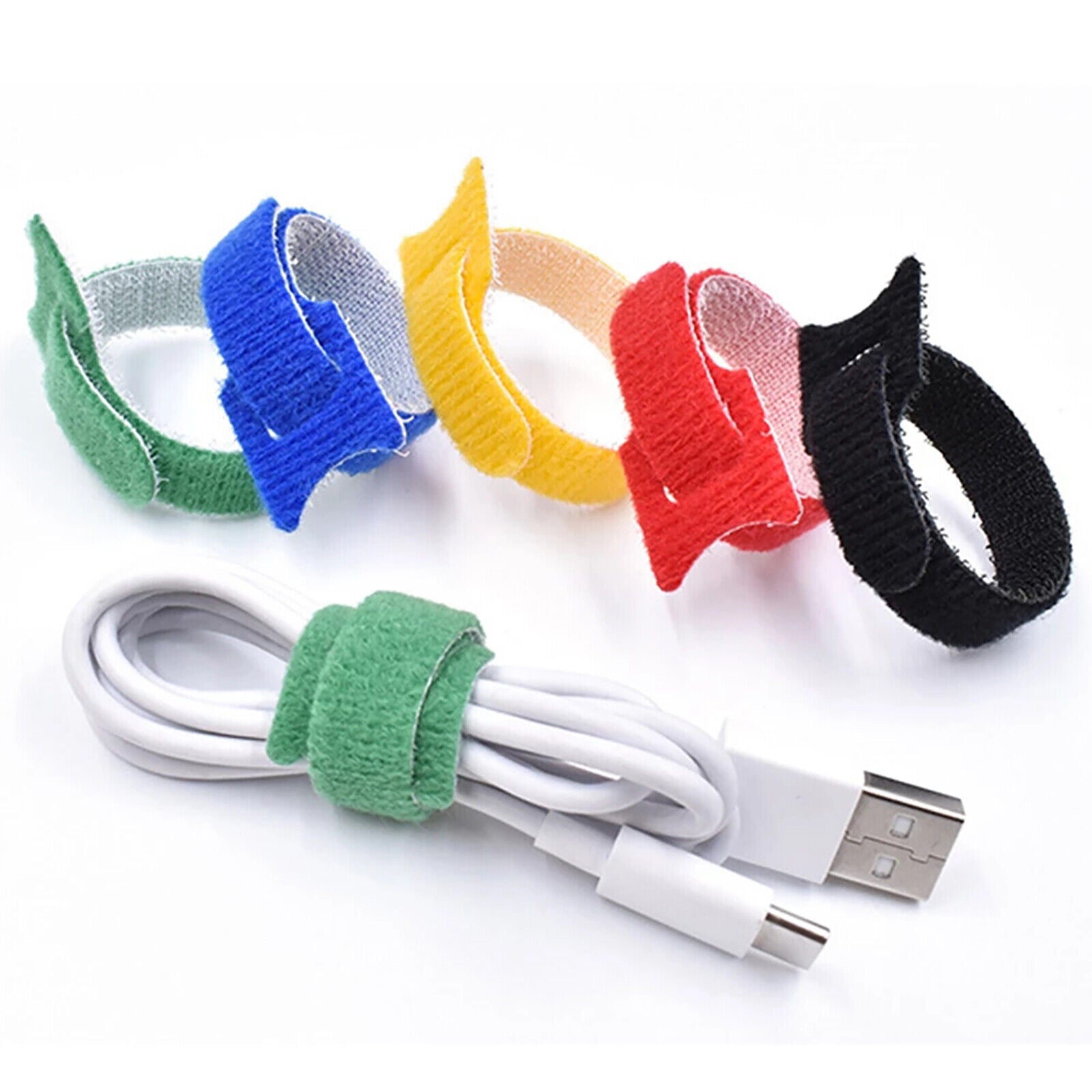 Hook and Loop Cable Ties Reusable Magic Cords Organiser Strap Tidy