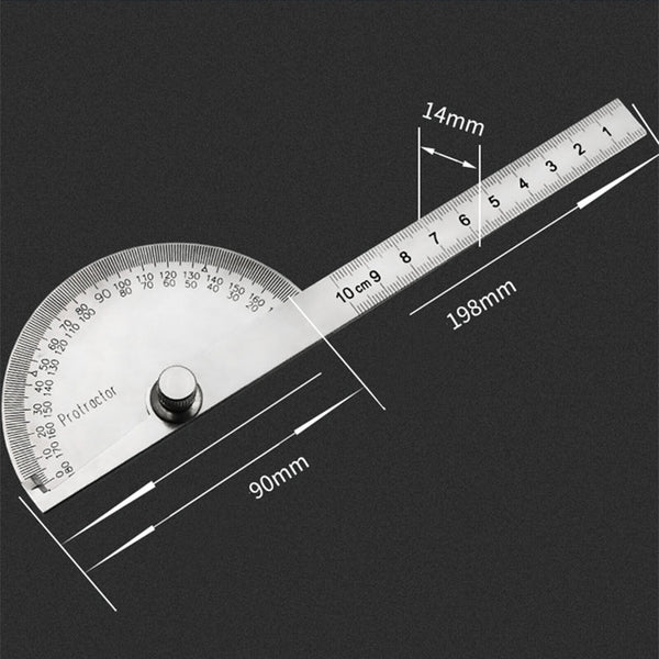 180 Degree Stainless Steel Protractor Angle Finder Goniometer Metal Angle Ruler