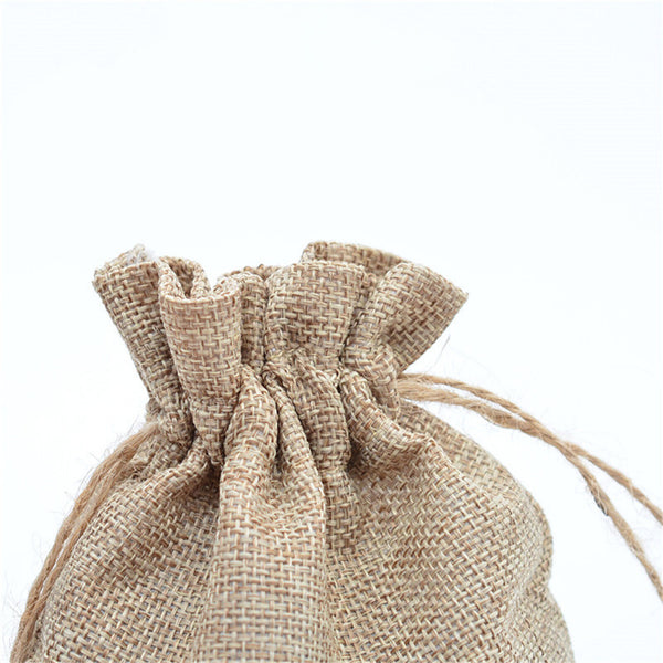 UP100x 10x15cm Small Bag Natural Linen Pouch Drawstring Burlap Jute Sack Jewelry