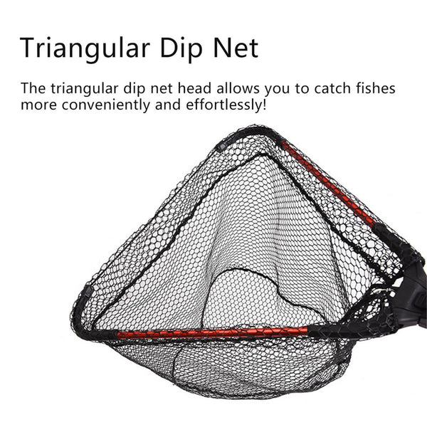 Fishing Landing Net Aluminum Alloy Red Portable Fish Mesh  Pole Handle Foldable