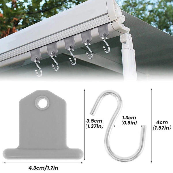 4-8 Sets Camping Awning S Hook Light Hangers Suit Rails Track Caravan Motorhome