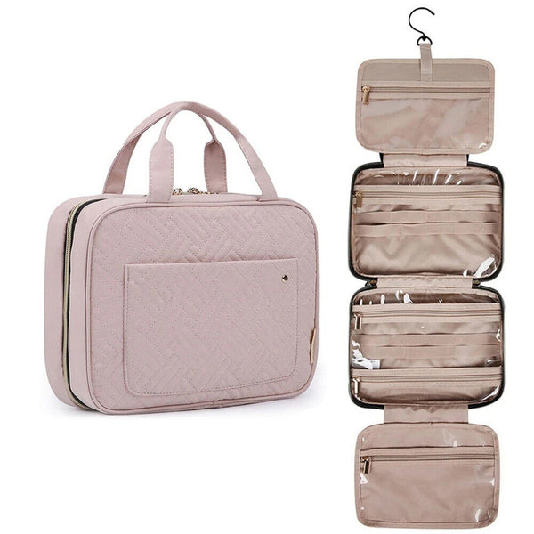 Waterproof Cosmetic Organizer Large Toiletry Bag Hook Travel Makeup Case