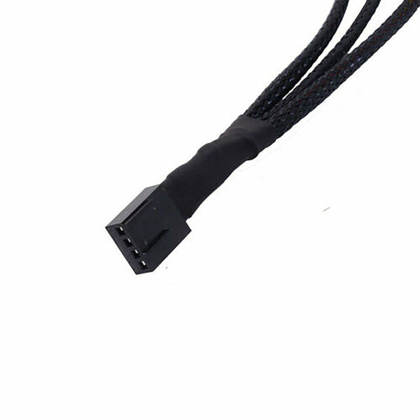 2-10X 1 to 3 Ways 4 pin PWM Fan Cable Splitter Sleeved Extension Extender Cable