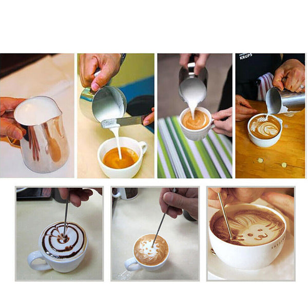 600ml Pitcher Jug Espresso Frothing Thermometer Milk Coffee Stainless Steel