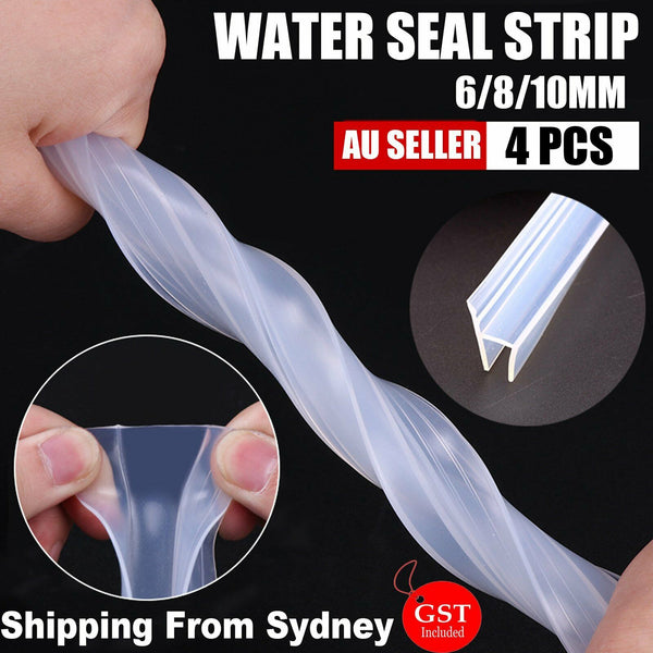 4pcs 6mm/8mm/10mm Silicone Water Seal Strip Windows Bathroom Shower Screen Door
