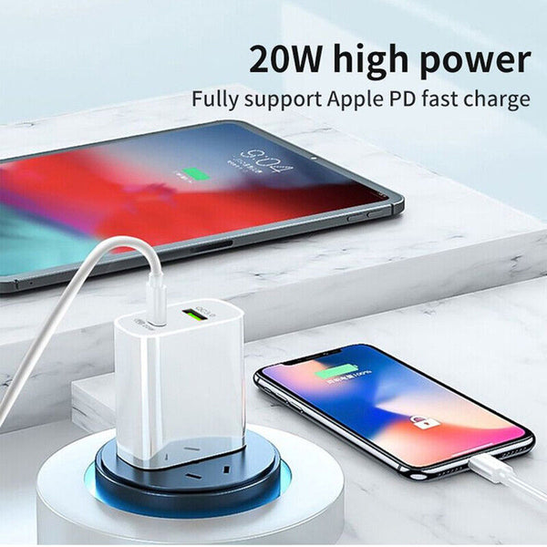 DUAL USB Wall Charger Fast PD Power Adapter Type C QC3.0 For Android iPhone iPad