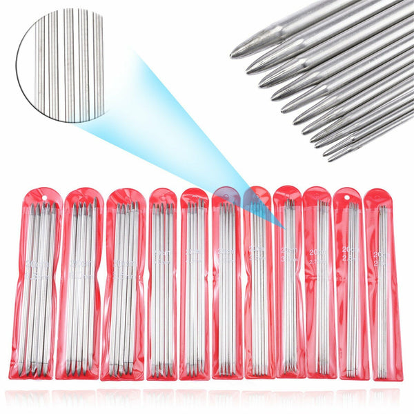 110X Double Pointed Stainless Knitting Needles Set 11 Size2-6.5mm Knitting Tools