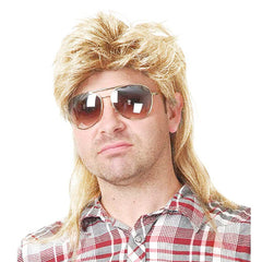 Mullet Wig Hair Costume Party Dress Up 70s 80s Aussie Bogan Rock - Golden Blonde