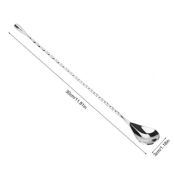 Stainless Steel Bar Wine Cocktail Mixing Twist Spoon Long Handle Drink Stirring