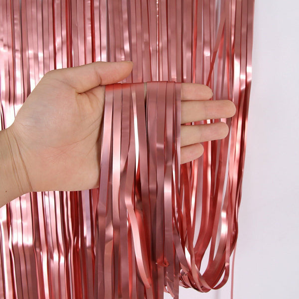 2M Matt Foil Metallic Fringe Tinsel Curtain Backdrop Door Wedding Birthday Party