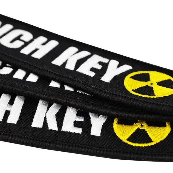 LAUNCH KEY Keychain Embroidered Key Ring Chain Car Bike Keyring Jet Tag Funny AU