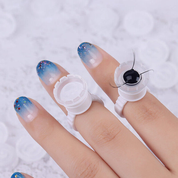200pcs Eyelashes Glue Holder Lashes Blossom Cup Eyelash Extension Adhesive Stand