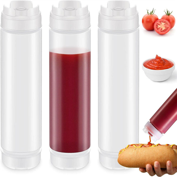 16Oz Double-ended Plastic Squeeze Bottles Large Capacity Sauce Dispenser Bottles