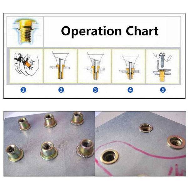 50-100x Rivet Nut Bolt Steel Rivets Tool Flange Blind Nutserts Flat Zinc Plating