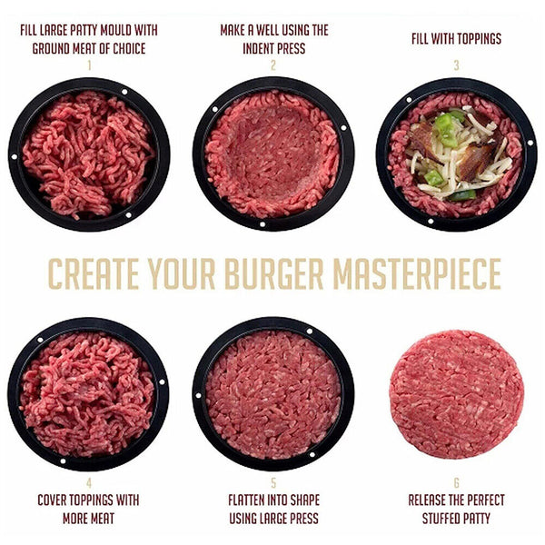 5in1 Hamburger Press Mould Stuffed Non-stick Burger Patty Maker Kitchen Tools AU