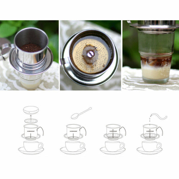304 Stainless Steel Vietnamese Drip Coffee Pot Infuser for Home Filter Maker