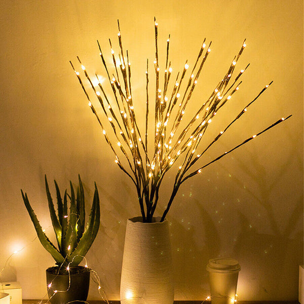 20 LED Twig Branch Fairy Light Flowers Tree Willow Night Lamp Home Xmas Decor AU