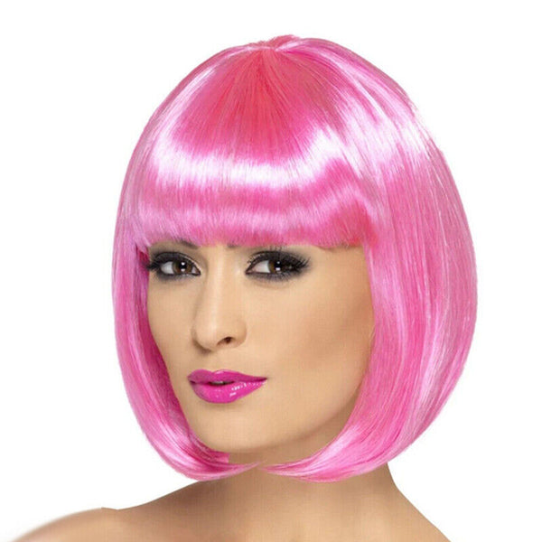 Womens Short Straight BOB Sleek Hair with bang Synthetic Cosplay Wig Wigs Party