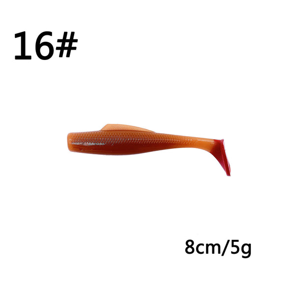 6X 8CM Floating T Tail Soft Bait Bionic Bait TPR Material Stretchable Soft Bait