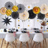 8PCS Paper Fans Party Decorations Bridal Shower Birthday Decorations Black Gold