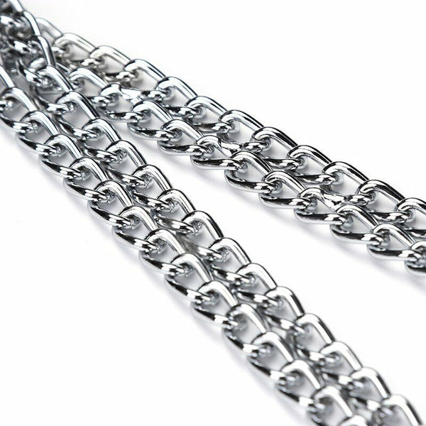Dog Choker Collar Heavy Duty Double Chain Pet Slip Check Chain Twist Link Chrome