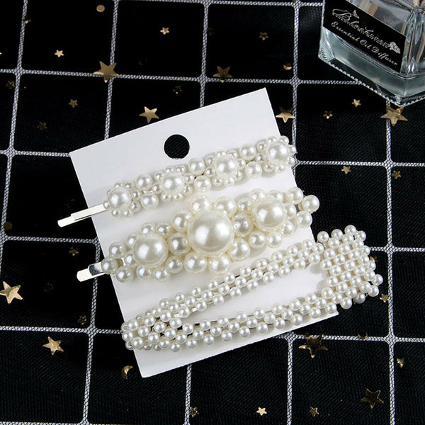 Women Girl Pearl Hair Clip Snap Barrette Stick Pin Hair Accessories Party AU